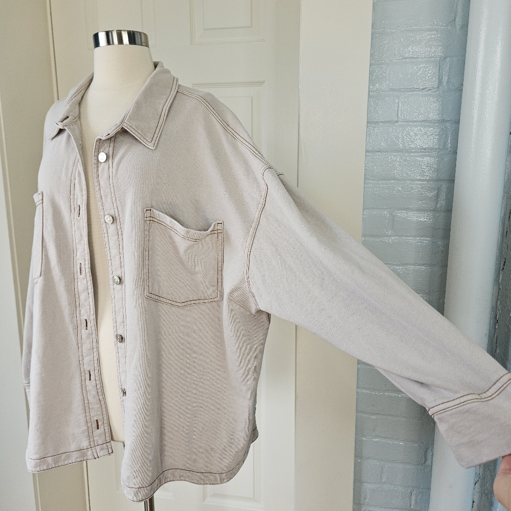 Maurices Lightweight Tan Shacket Button Front Lon… - image 6